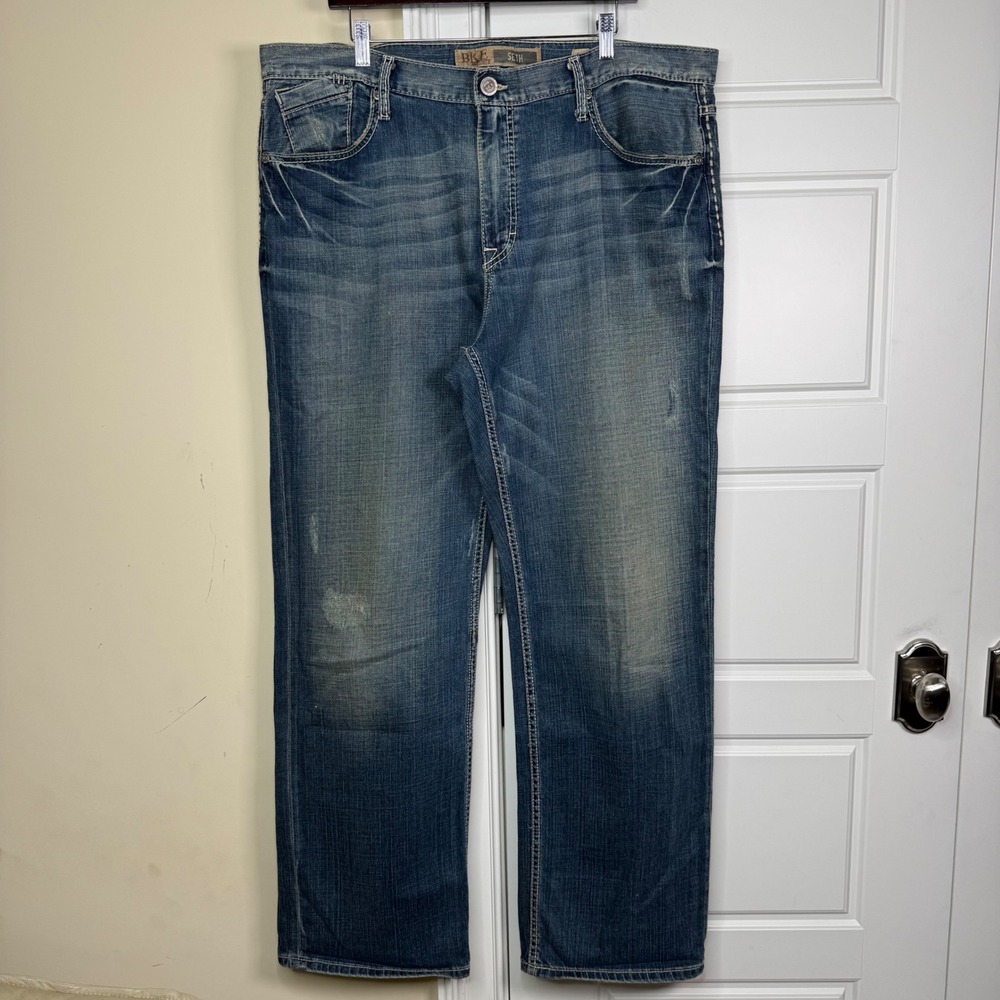 BKE Seth Jeans Mens 40/32 (42/33) Blue Medium Wash Straight Leg Stretch Denim